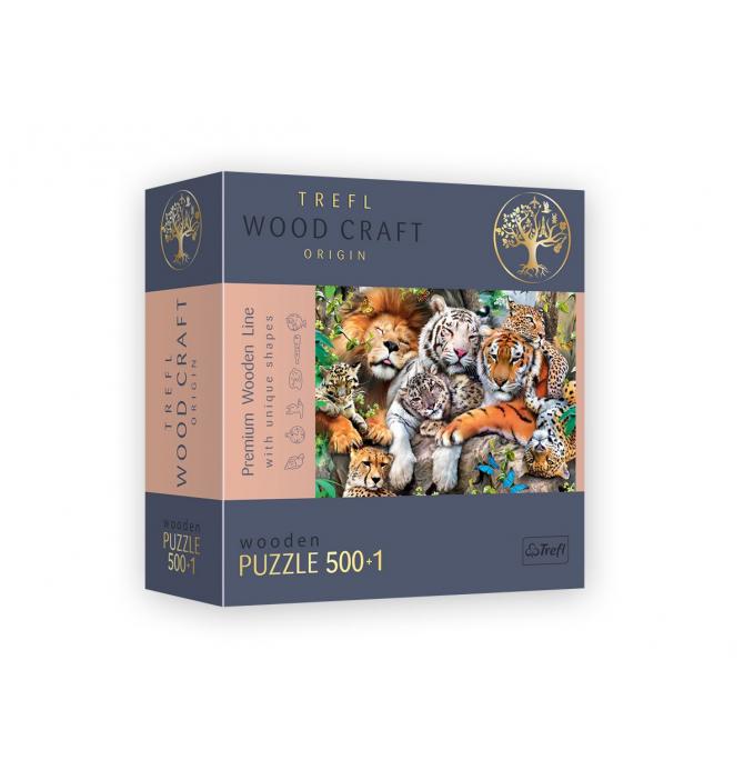 Puzzle Wild Cats in the Jungle en bois - 500 pièces