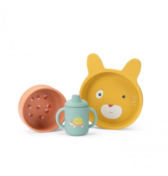 Set Vaisselle en silicone Trois Petits Lapins