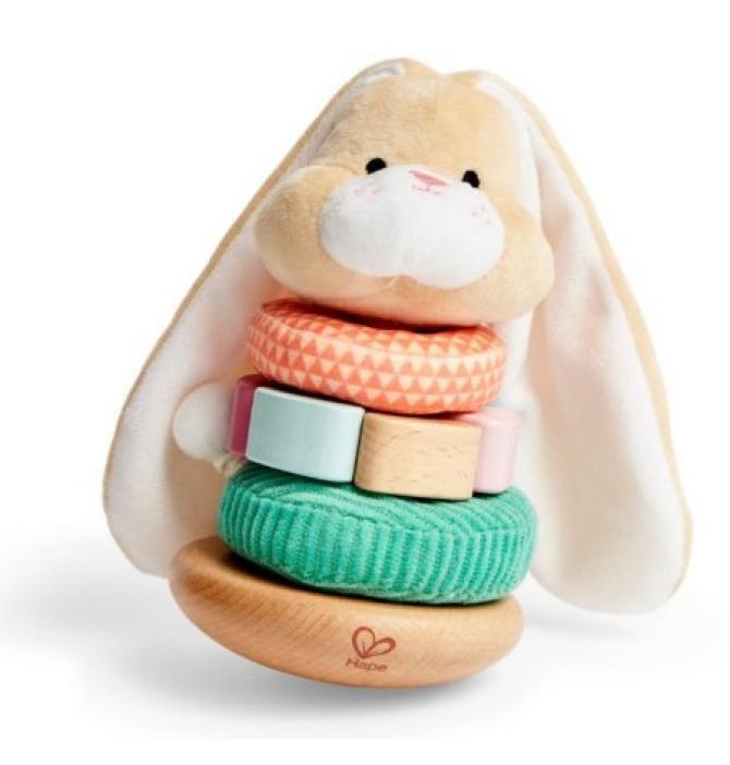 Lapin à Empiler Bois et Tissu