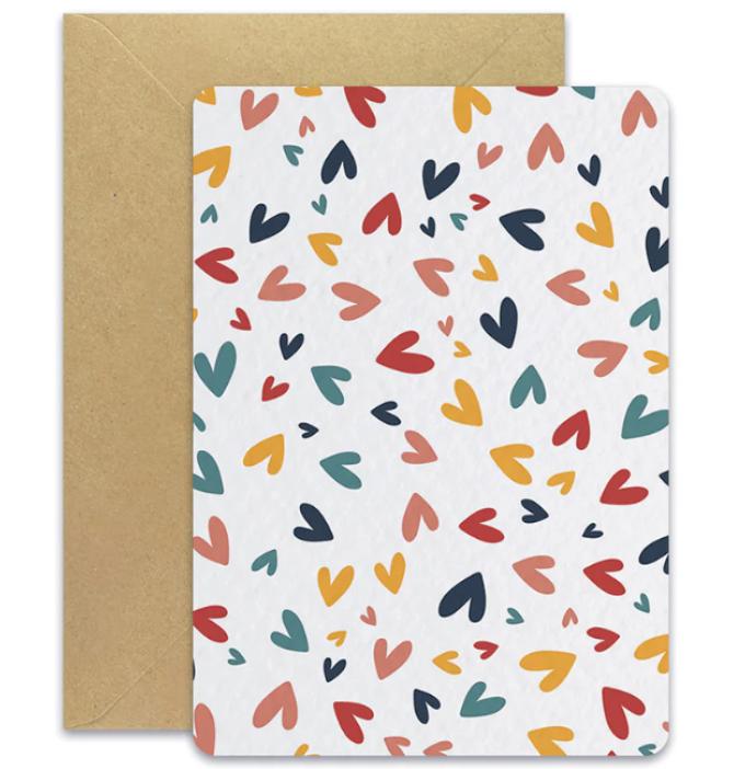 Carte Postale Mini Coeurs + enveloppe Kraft