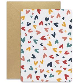 Carte Postale Mini Coeurs + enveloppe Kraft